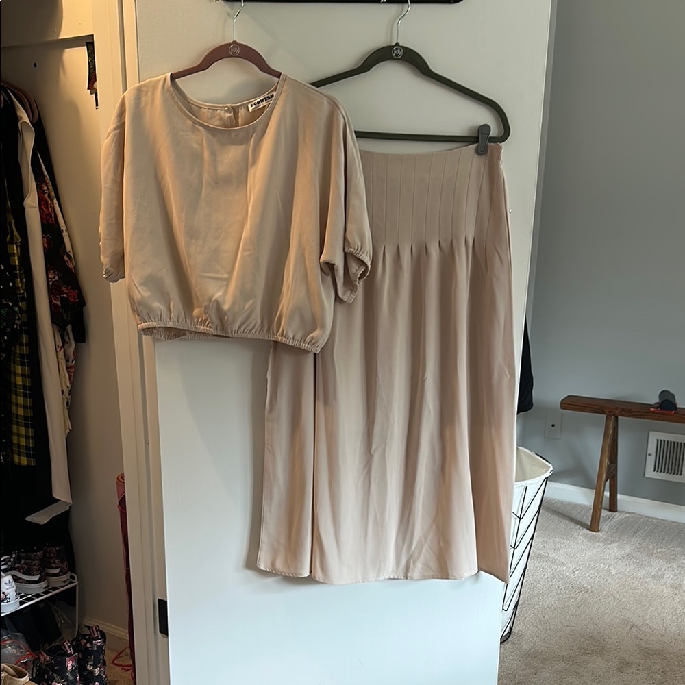 Cream Crop Top and Skirt